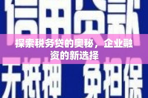 彬县探索税务贷的奥秘，企业融资的新选择