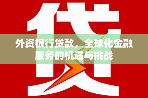 彬县外资银行贷款，全球化金融服务的机遇与挑战