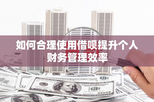 彬县如何合理使用借呗提升个人财务管理效率