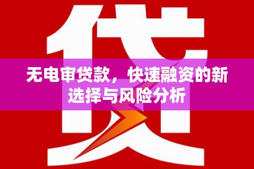彬县无电审贷款，快速融资的新选择与风险分析