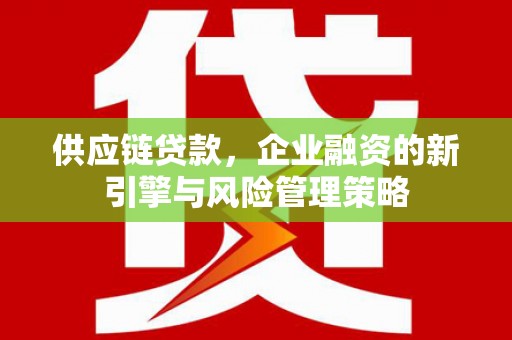 彬县供应链贷款，企业融资的新引擎与风险管理策略